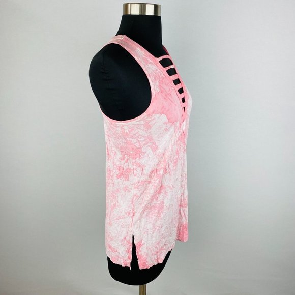 American Eagle Womens XS Sleeveless Boho Pink Splatter Print Strappy V-Neck Top - Picture 4 of 6